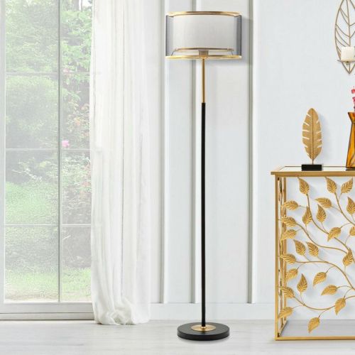 Lampada da terra Marouflage, 35x35 h153 cm, Nero e Oro