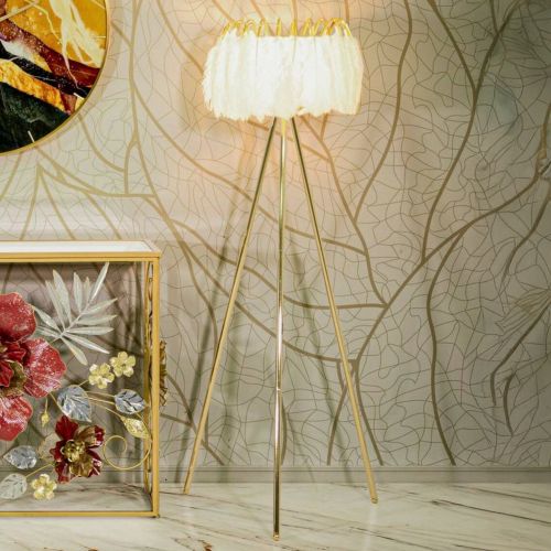 Lampada da terra Millefleur, 46x46 h147 cm, Bianco e Oro