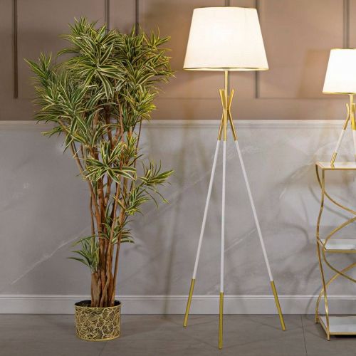 Lampada da terra Murales, 61x61 h154 cm, Bianco e Oro