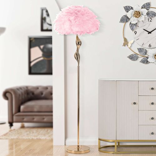 Lampada da Terra Rosa oro Necessaria 1 Lampadina Attacco e27, Paralume - Skagwa