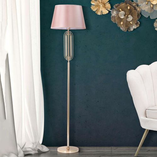 Lampada da Terra Rosa oro Necessaria 1 Lampadina Paralume, Attacco e27 - Abha
