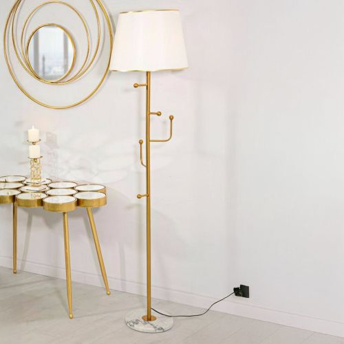 Lampada da terra Tano, 41x41 h173 cm, Bianco e Oro