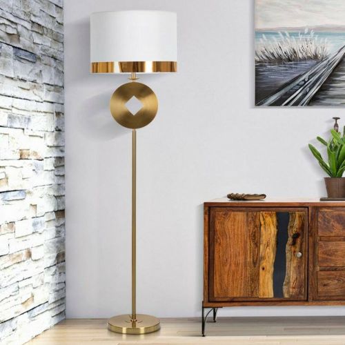 Lampada da terra Telero, 40x40 h151 cm, Bianco e Oro