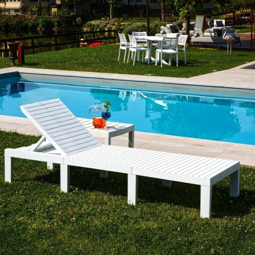 Lettino da giardino schienale regolabile 195x78cm bianco - Ababahi