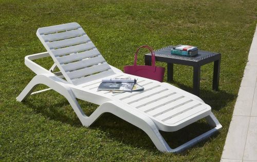 Lettino prendisole Anis, 192x72h100 cm, Bianco