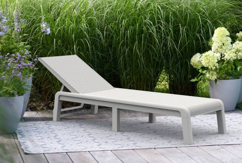 Lettino Prendisole Bianco Finitura Quadrettata Peso Supportato 110 kg 58x188x29h cm, Schienale Regolabile - Shawinigan