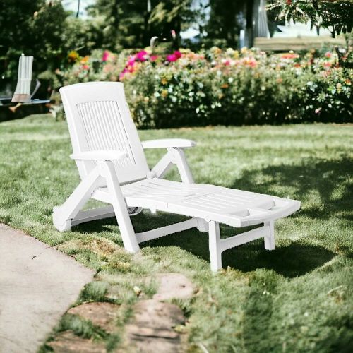 Lettino prendisole Dantonel, Cm 195x72h101, Bianco