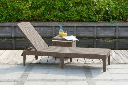 Lettino prendisole Marsicana, Sdraio da giardino, Letto pieghevole outdoor, Sedia reclinabile, 188x58 h29 cm, Tortora