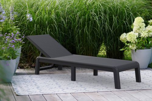 Lettino Prendisole Nero Antracite Finitura Quadrettata Peso Supportato 110 kg 58x188x29h cm, Schienale Regolabile - Shawinigan