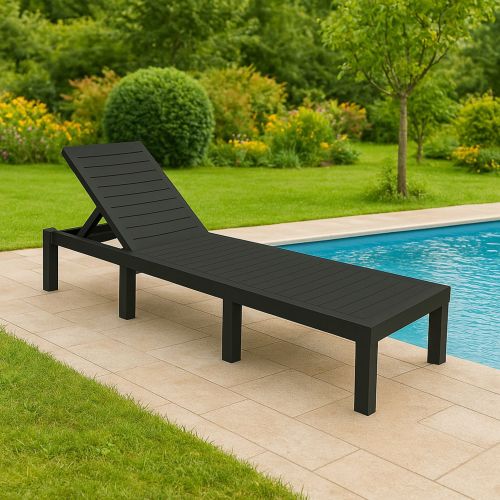 Lettino prendisole schienale regolabile 195x78cm antracite - Ababahi