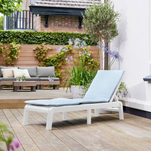 Lettino prendisole Shawinigan, 188x58 h29 cm, Bianco e Blu
