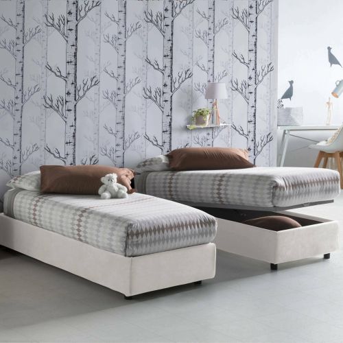 Letto 1 piazza con contenitore bianco 95x205cm chic - Agenta