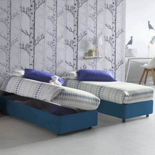 Letto 1 piazza con contenitore blu 95x205 - Abbi