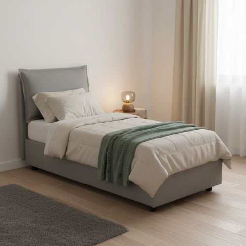 Letto 1 piazza con contenitore grigio 95x205cm chic - Aren