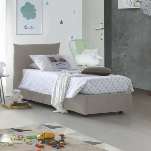 Letto 1 piazza contenitore beige 110x215cm rivestimento in tessuto - Astianatte