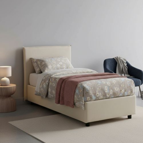 Letto 1 piazza contenitore beige 95x205cm moderno - Astor