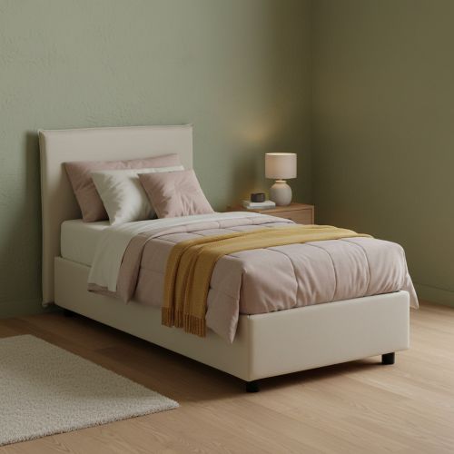 Letto 1 piazza contenitore beige 95x205cm sfoderabile - Argentino