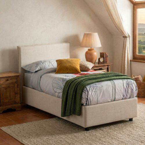 Letto 1 piazza contenitore bianco 95x205cm elegante - Acuila