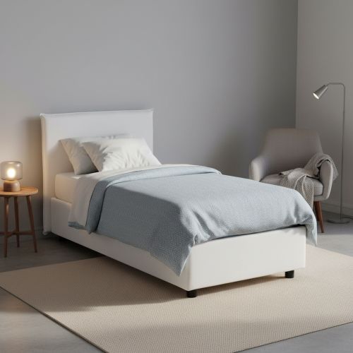 Letto 1 piazza contenitore bianco 95x205cm moderno - Aquilla