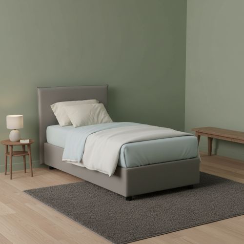 Letto 1 piazza contenitore grigio 95x205cm adatto per materasso 190x80 cm - Aquilla