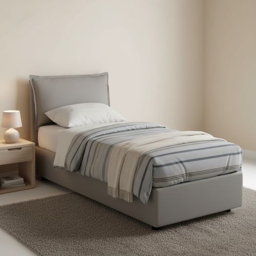 Letto 1 piazza contenitore grigio 95x205cm elegante - Armaduk