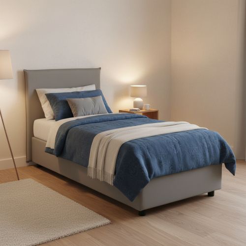 Letto 1 piazza contenitore grigio 95x205cm sfoderabile - Argentino
