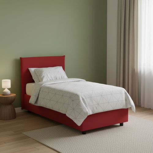 Letto 1 piazza contenitore rosso 105x205cm rivestimento in tessuto - Arminius