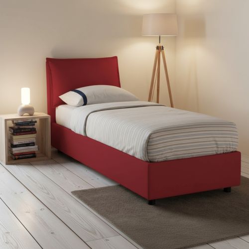 Letto 1 piazza contenitore rosso 105x215cm sfoderabile - Arzon