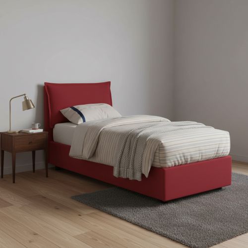 Letto 1 piazza contenitore rosso 95x205cm sfoderabile - Armaduk