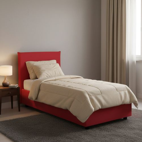 Letto 1 piazza contenitore rosso 95x215cm sfoderabile - Boudicca
