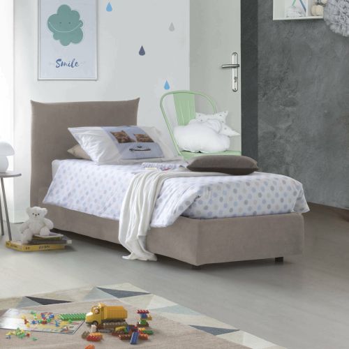 Letto 1 piazza contenitore tortora 110x215cm sfoderabile - Azeglio