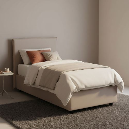 Letto 1 piazza contenitore tortora 95x205cm sfoderabile - Aquilla