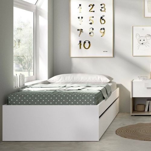 Letto 1 piazza moderno bianco 194x95cm adatto per materasso 90x190 cm - Aka