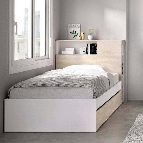 Letto 1 piazza moderno rovere e bianco 218x99cm adatto per materasso 90x190 cm - Asturno