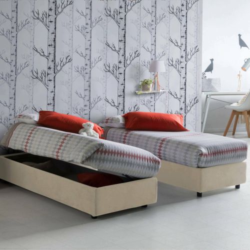 Letto 1 posto con contenitore beige 95x205 - Abbi