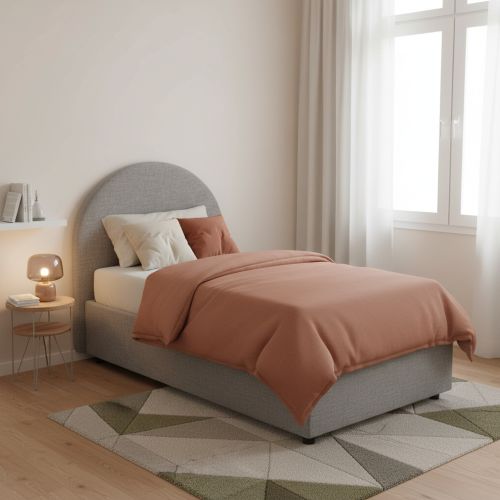 Letto 1 posto con contenitore grigio 95x205 - Egle