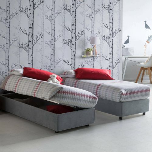 Letto 1 posto con contenitore grigio 95x205cm 2 metri - Abbi