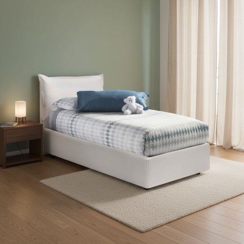 Letto 1 posto contenitore bianco 95x205cm 2 metri - Anathema