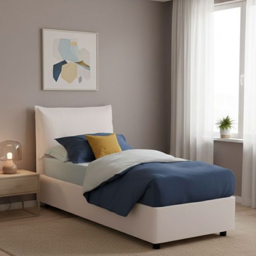 Letto 1 posto contenitore bianco 95x205cm adatto per materasso 190x80 cm - Alistair