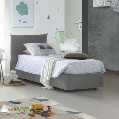Letto 1 posto contenitore grigio 110x215cm sfoderabile - Ippolito