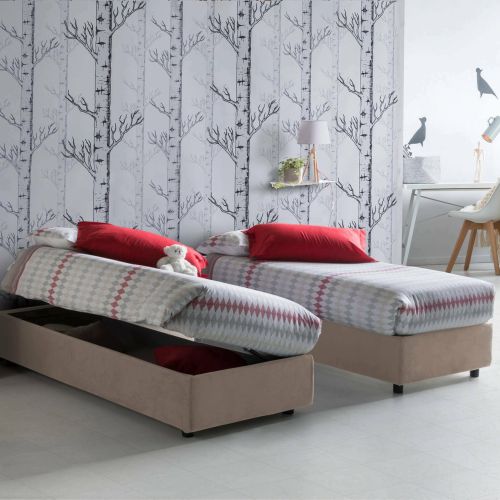 Letto 1 posto contenitore tortora 95x205cm 2 metri - Abbi