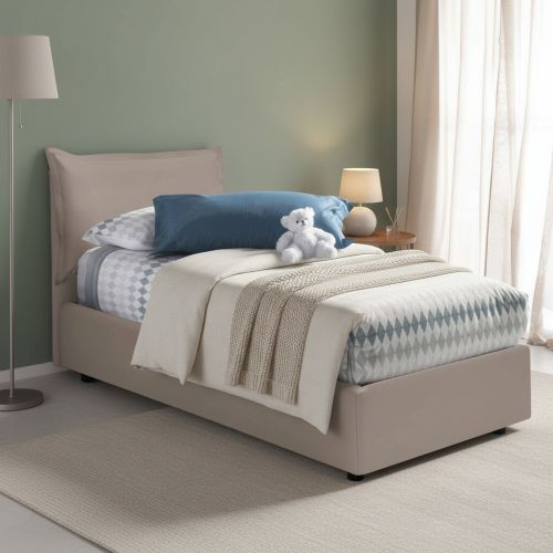 Letto 1 posto contenitore tortora 95x205cm robusto - Anathema