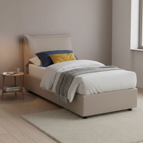 Letto 1 posto contenitore tortora 95x205cm stabile - Janet