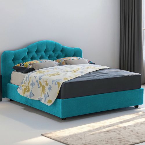 Letto 2 piazze con contenitore azzurro 190x220cm - Alfer