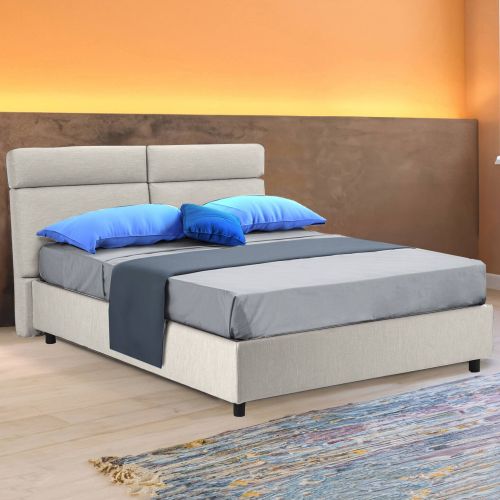 Letto 2 piazze con contenitore beige 177x226cm - Annus