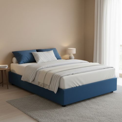 Letto 2 piazze con contenitore blu 175x215cm - Alaska