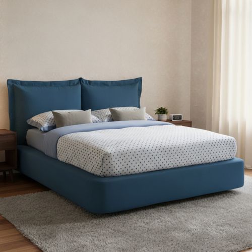 Letto 2 piazze con contenitore blu 180x220cm compatto - Adi