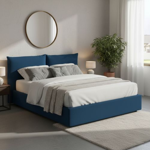 Letto 2 piazze con contenitore blu 190x215cm - Alizarin