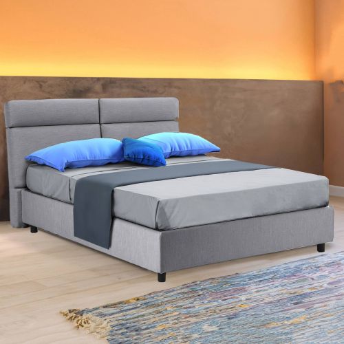 Letto 2 piazze con contenitore grigio 177x226cm - Annus