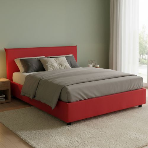 Letto 2 piazze con contenitore rosso 175x205cm - Ashlee